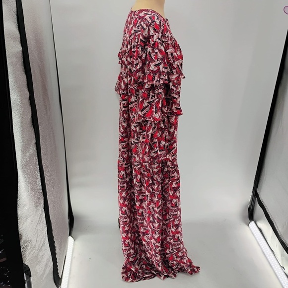 Happy X Nature NWOT Phoenix Butterflies Print Tiered Sleeved Maxi Dress - Picture 12 of 12
